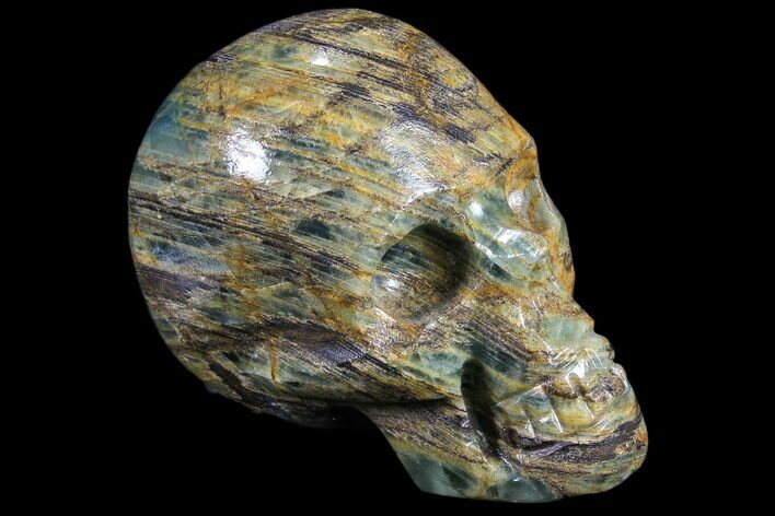 Carved, Blue Calcite Skull - Argentina #80876